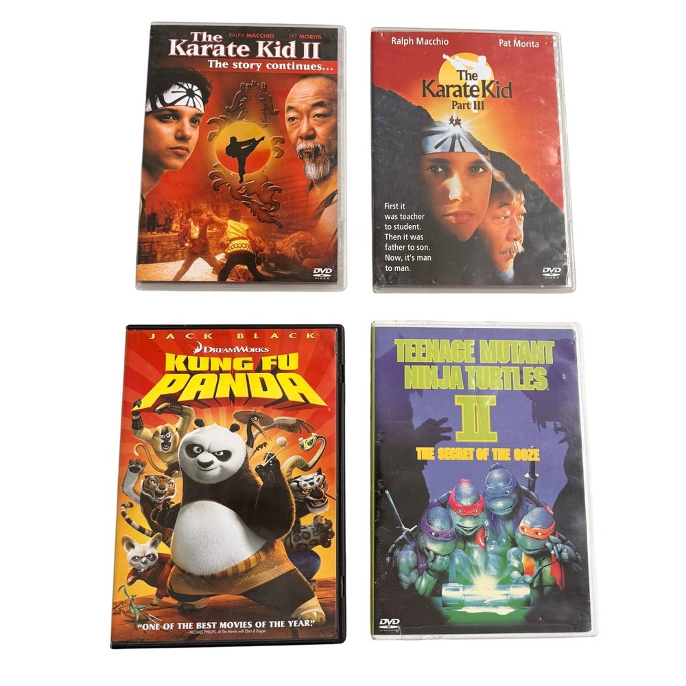 Karate‎ Kid II III TMNT II Secret of the Ooze Kung Fu Panda DVD Movie Lot 4
